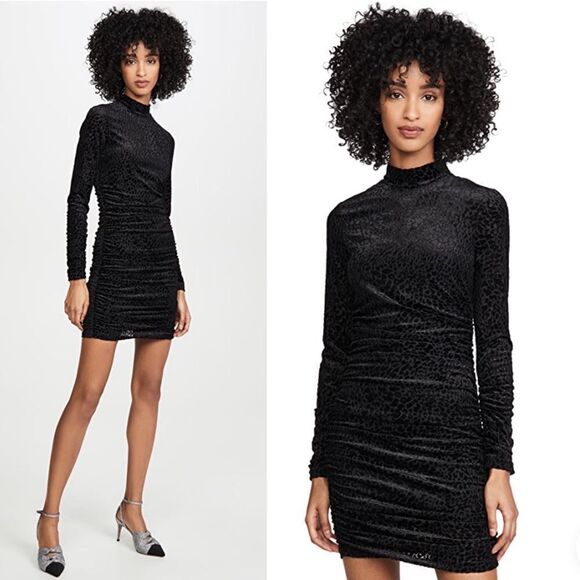 NWT LIKELY Leopard Burnout Wylie Mini Dress in Black 2 - Picture 1 of 8